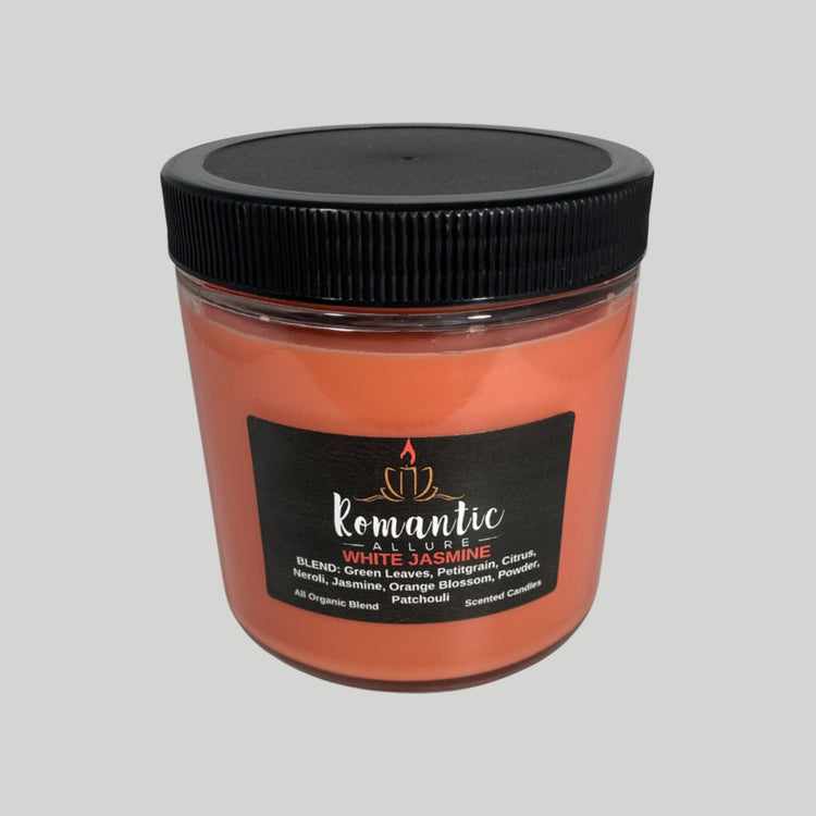White Jasmine Glass Candle - Romantic Allure Candle Company