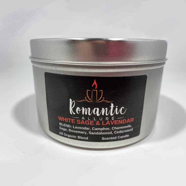 White Sage & Lavender Tin Candle - Romantic Allure Candle Company