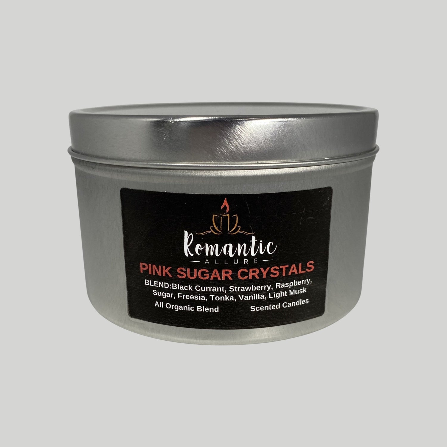 Pink Sugar Crystals Tin Candle - Romantic Allure Candle Company